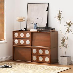 Solid Wood Combination <b>Tv</b> Cabinet Retro Storage Cabinet French Style Floor Standing <b>Tv</b> <b>Stand</b> With Storage For Living Room - Product Image 2