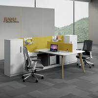 Meubles de bureau modernes pour 2 personnes, cloison de travail durable pour ordinateur portable, poste de travail de bureau avec armoire de rangement partagée