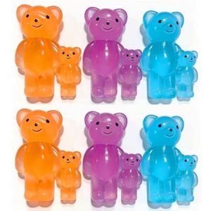 Jouet à presser en forme d'ours transparent à texture gelée, jouet anti-stress en silicone souple, nouveauté colorée pour soulager l'anxiété, jouet sensoriel - Product Image 5