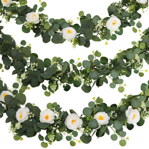 Guirnalda de Rosas y Eucalipto Artificial para Decoración de Mesa en Bodas y Fiestas, Fondo Floral con Tacto Real - Product Image 2