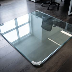 Tappetino per Sedia con Bordi Lucidi in <span class=keywords><strong>Vetro</strong></span> Temperato Trasparente, con Cuscinetti Antiscivolo e Angoli Arrotondati per Tappeti da Ufficio e Pavimenti in Legno - Product Image 3