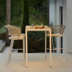 Nordic Rope Rattan aluminum Waterproof Dinning <b>Chair</b> Patio Restaurant Aluminium Stackable Outdoor bar <b>Chair</b> for Garden hotel - Product Image 3
