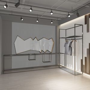 Negozio di abbigliamento di fascia alta Interior Design alla moda elegante negozio di abbigliamento Boutique nero Display di abbigliamento per negozi di abbigliamento di lusso - Product Image 1