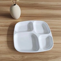 Plateau alimentaire rectangulaire en mélamine personnalisé pour hôpital, 4 compartiments, design divisé, durable, passe au lave-vaisselle, non toxique, qualité alimentaire