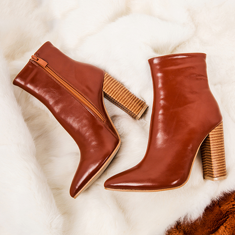 Amazon.com: Botas cortas de madera simples con tacón grueso y tacón alto  con punta elástica sexy y delgadas (color: verde, tamaño: 36) : Ropa,  Zapatos y Joyería