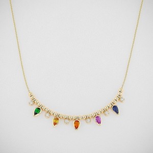 สร้อยคอทองคำ 18k สีเหลืองรุ้ง: ประดับเพชรทรงลูกแพร์ - Product Image 5