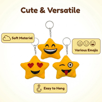 Porte-clés en peluche étoile en gros, jouet en peluche doux et émotionnel, breloque de sac étoile jaune avec expressions variées, cadeau amusant et portable