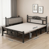 Cadre de lit Queen Size moderne pliable avec revêtement en métal, style simple pour chambre à louer, silencieux, design colonne romaine