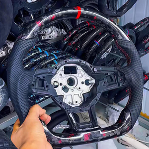Volant sport à fond plat en carbone forgé <span class=keywords><strong>rouge</strong></span> pour VW <span class=keywords><strong>Golf</strong></span> <span class=keywords><strong>8</strong></span> MK8 GTI Clubsport <span class=keywords><strong>R</strong></span>, modification aftermarket, plug and play - Product Image 1