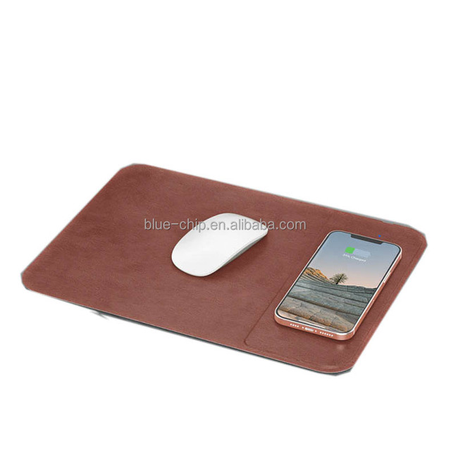High Quality Multifunction High Speed Newest Wholesale 15W Custom Pu Wireless Charging Desk Mouse Pad Mat With Wireless Charge