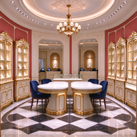 Vitrine de présentation sur mesure pour bijouterie de style classique de luxe, projet de décoration intérieure commerciale