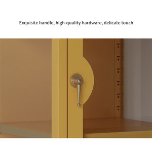 Giallo vibrante libreria di vetro a 4 porte alto <span class=keywords><strong>Bar</strong></span> & vetrina personalizzabile arredamento per la casa moderna per la conservazione del vino all'ingrosso - Product Image 4