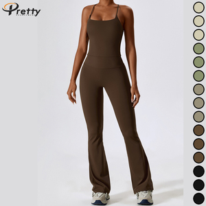 En Gros Ensemble de Fitness 2 Pièces Femme, Gilet Dos Croisé et Pantalon Évasé <span class=keywords><strong>Taille</strong></span> Basse, Tenues de Gym Y2K Yoga, Vêtements Athleisure - Product Image 6