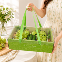 Boîte d'emballage de fruits personnalisée, créative, portable, pliable, avec couvercle transparent, pour raisins verts, légumes verts, boîte cadeau