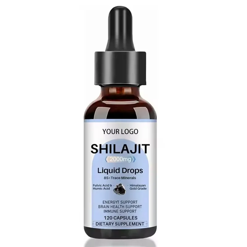 Shilajit chất lỏng Giọt người đàn ông năng lượng chất lỏng uống với 85 dấu vết khoáng chất tinh khiết Himalaya shilajit hỗ trợ miễn dịch não tim sức khỏe