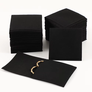 8*8cm Microfiber Jewelry Bag With Necklace Insert High Quality Velvet Pouch Bag Jewelry Packaging Pouch With Log(1)) - Product Image 2