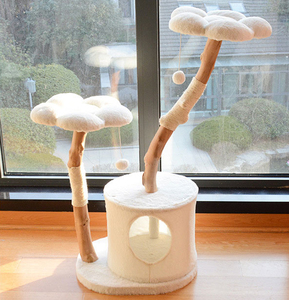Arbre à chat intégré en bois massif naturel, design floral adorable, jouet d'intérieur <span class=keywords><strong>pour</strong></span> chat, mobilier <span class=keywords><strong>pour</strong></span> animaux de compagnie, vente en gros OEM, directement de l'usine - Product Image 4