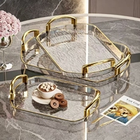 Plateau en plastique léger avec poignée, de haute qualité, exquis, multifonctionnel, épaissi, à double anse, pour fruits, assiette de table, pour la maison et les fêtes