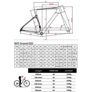 Vélo de gravier BXT New T1000 en fibre de carbone, compatible avec GRX RX820 1x12 vitesses/GRX RX600 1x11S, adapté pour la conduite en montagne et sur route - Product Image 3