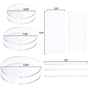 Ensemble de disques à gâteaux ronds en acrylique, outil de <span class=keywords><strong>décoration</strong></span> de gâteaux de glaçage, broche centrale transparente, plateau tournant, peigne à plateau, Kit de grattoirs - Product Image 3