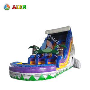 Toboggan aquatique gonflable double piste Jungle Tropicale avec palmiers et piscine, robuste pour événements estivaux, parcs aquatiques et <span class=keywords><strong>location</strong></span> événementielle - Product Image 1