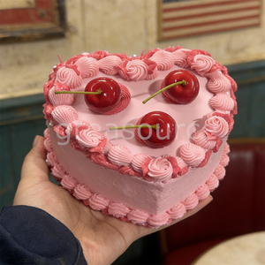 13cm Handmade Eco-Friendly Faux Food Multi-Layered Cream Heart Cake Pink Delicious Retro Dessert Jewelry Box Plastic Crafting - Product Image 1