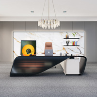 Bureau de direction de luxe en forme de L avec armoire latérale extensible, fabriqué en MDF E1 de haute qualité Bureau moderne.