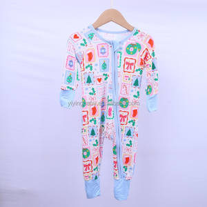 Pijamas de Natal de Manga Longa YiYing Confortáveis para Bebês em Bamboo com Zíper para Crianças Impressão Personalizada Body Infantil - Product Image 3