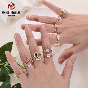 Bagues de bijouterie fantaisie en acier inoxydable 316L plaqué or 18 carats avec incrustation de zircone cubique, bagues de fiançailles pour femmes - Product Image 3