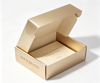 Boîte d'expédition pliante en carton ondulé doré brillant personnalisée, estampillée à chaud avec votre logo de marque et carte insérée pour l'expédition de petits articles cosmétiques