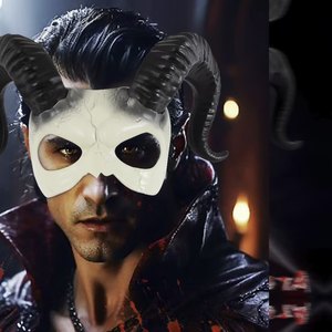 Halloween White Devil corno mezza faccia <span class=keywords><strong>maschera</strong></span> <span class=keywords><strong>personaggio</strong></span> delle vacanze Dress up Performance di scena - Product Image 2