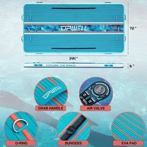 Plataforma flotante inflable Upwell de 144x72 pulgadas, isla flotante de PVC para recreación y deportes acuáticos - Product Image 1