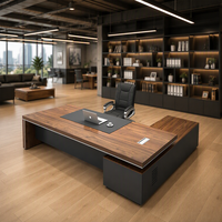Bureau de direction moderne et simple, grand bureau de travail avec chaise, ensemble de mobilier de bureau