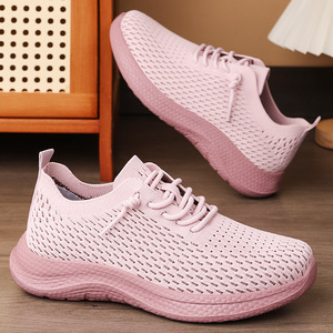 Women's Summer Casual Lace-Up Running Sneakers Breathable <b>Soft</b> Sole PVC Insole Cross-Border Couple Fashion Trend Walking <b>Shoes</b> - Product Image 1