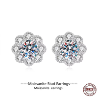 925 Sterling Silber Moissanit Blumenform Platin Versilberte Ohrstecker Damen Hochzeit Party Schmuck Moissanit Maßanfertigung