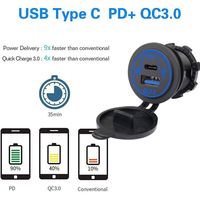 45W/65W USB-C PD3.0 et 18W QC3.0 Multi Port USB de voiture Prise 12V Charge rapide usb c Base de chargeur de voiture fixe