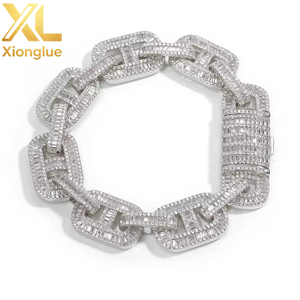 15mm Mixed Inlaid T-shaped Cubic Zirconia Pig Nose Chain High-end Hip-hop Cuban <b>Bracelet</b> Men's Accessory Custom-made - Product Image 3
