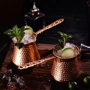 Cafetera hecha a mano de 330ml, cafetera turca, taza de aleación de aluminio martillado, olla de Metal chapada en cobre para café árabe <span class=keywords><strong>griego</strong></span> - Product Image 4