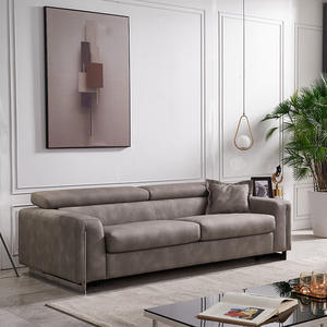 Canapé-lit moderne avec fonction lit, meubles <span class=keywords><strong>de</strong></span> salon, canapé-lit <span class=keywords><strong>en</strong></span> cuir PU écologique et doux pour la peau, avec pieds <span class=keywords><strong>en</strong></span> bois - Product Image 1