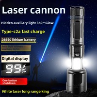 Lampe torche laser blanche transfrontalière haute puissance, éclairage extérieur puissant, affichage numérique, multifonction, TYPE-C