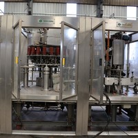 Chaîne de remplissage à chaud 4-en-1 d'occasion avec rinçage, remplissage, capsulage et étiquetage intégrés pour jus de fruits