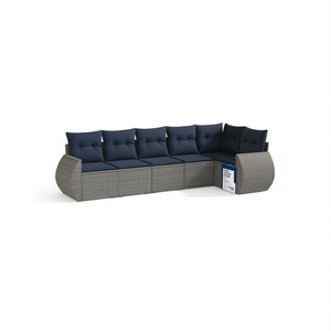 Ensemble de canapés de jardin en polyrotin gris avec coussins, 8 places, mobilier d'extérieur, design contemporain - Product Image 1