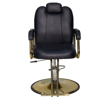 Chaise de barbier professionnelle durable avec base métallique renforcée, réglage hydraulique de la hauteur, inclinable, robuste, design moderne