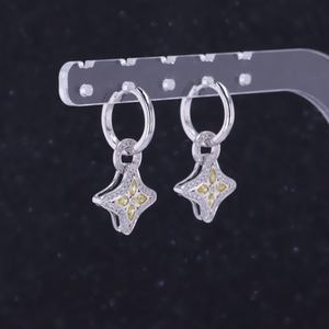 Starsgem 18K เครื่องประดับงานแต่งงานสีขาวทองคลาสสิกห้อยห่วงต่างหูวาง diamod - Product Image 3