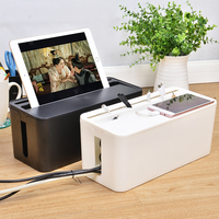 Organisateur de boîtes de rangement de gestion de câbles en plastique de bureau de haute qualité avec boîte de rangement de fil de couvercle