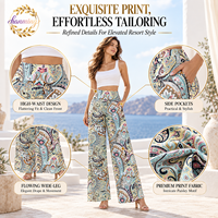 Pantalons amples pour femmes pour un usage décontracté, style à jambes larges, taille élastique, style bohème, avec poches