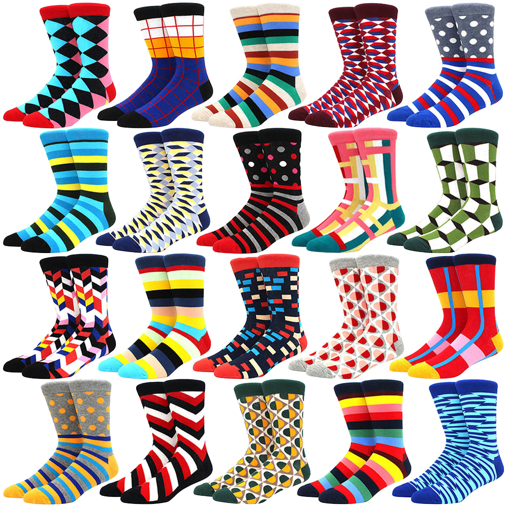 Unisex Bulk Novelty Fun Colorful Squares Crew Socks Original Art Colorful Lattice Girls Socks
