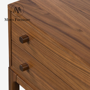 Mesita de Noche Moderna Rectangular con 2 Cajones, Color Nogal, Mesitas de Noche Anchas de Madera, Mesa Auxiliar Nórdica para Sala de Estar, Mueble Decorativo - Product Image 5