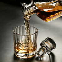 Carafe à whisky en verre à fond épais de 1000 ml, bouteille à spiritueux en cristal, carafe à liqueur pour bar, bouchon hermétique, design octogonal de luxe