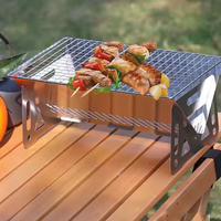 Barbecues portables miniatures en acier inoxydable JSJM, finition polie, légers, pliables, pour le camping en solo, cuisinière à bois pour l'extérieur